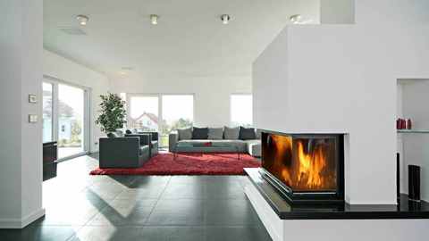 Fertighaus Weiss Stadtvilla Style - Wohnzimmer Fertighaus Weiss Stadtvilla Style - Wohnzimmer