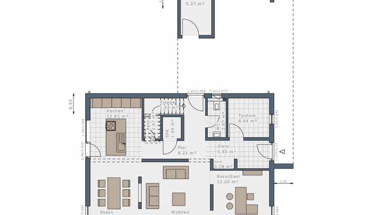 Grundriss EG des Musterhaus Hünstetten