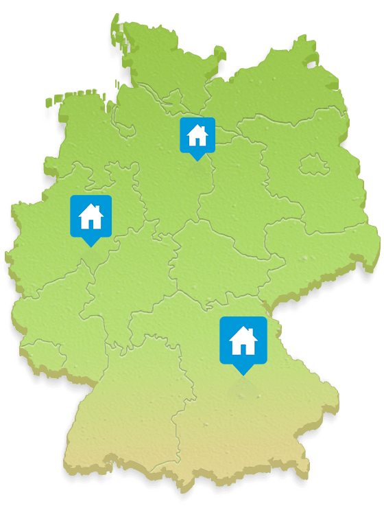 Deutschlandkarte mit Musterhäusern
