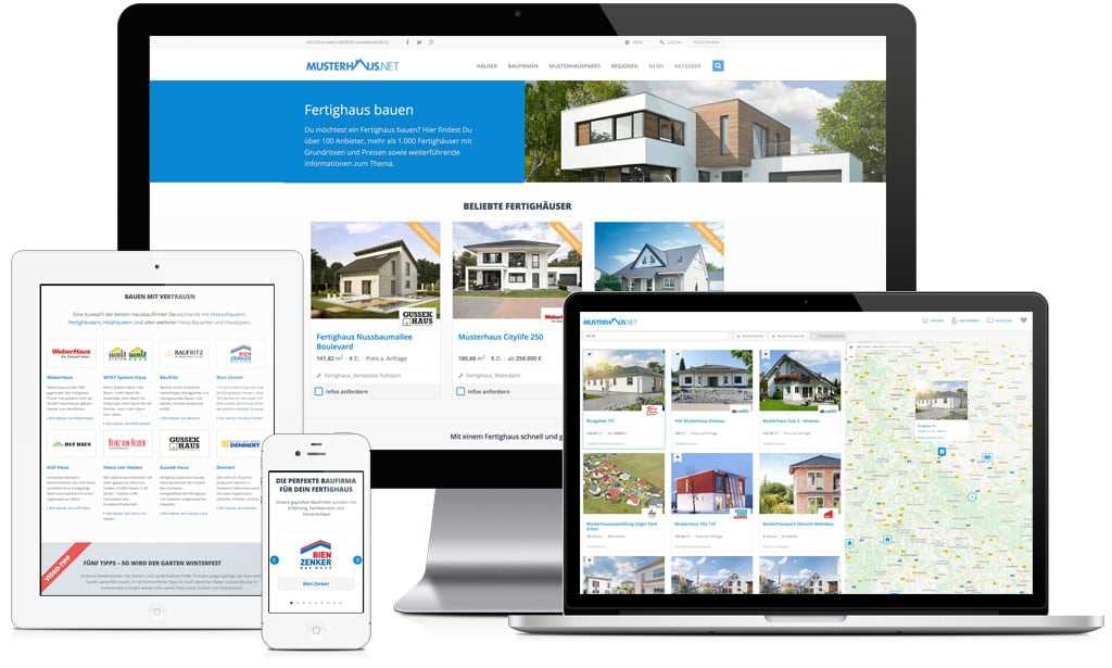 Musterhaus.net auf verschiedenen Geräten geöffnet