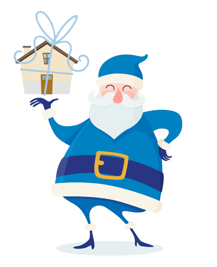 Santa mit Hausgeschenk