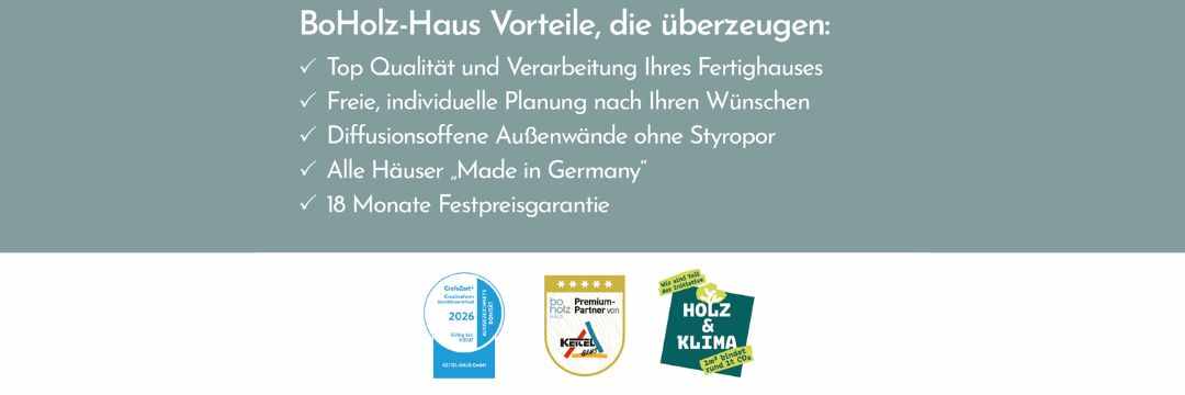 BoHolz-Haus Unternehmensbanner Vorteile