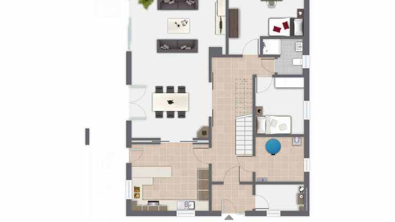 Grundriss des Einfamilienhaus Waldsee mit abtrennbarer Wohnküche 